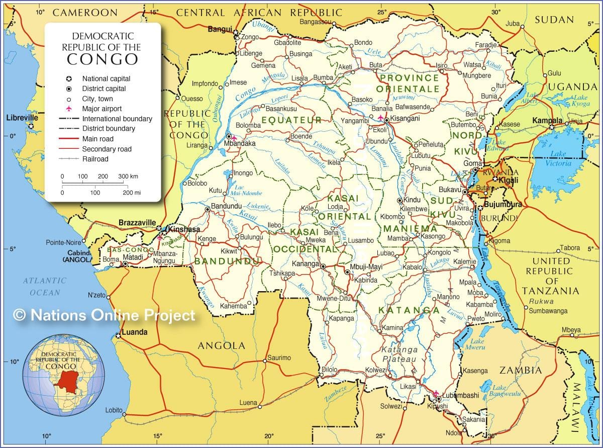 mapa demokratická republika kongo